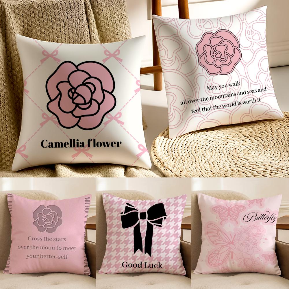Hot Selling Camellia Highend Printing Cushion Cover Pillowcase Antidustmite Living Room Sofa Decor Cushion Room