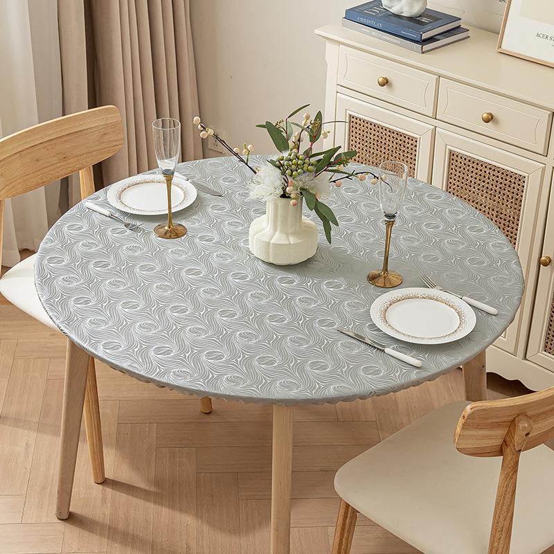 

60-120cm Waterproof Oil-Proof PVC Tablecloth with Elastic Edged Non-Slip Full Wrap Party Table Cover Kitchen Restaurant Decor 60cm