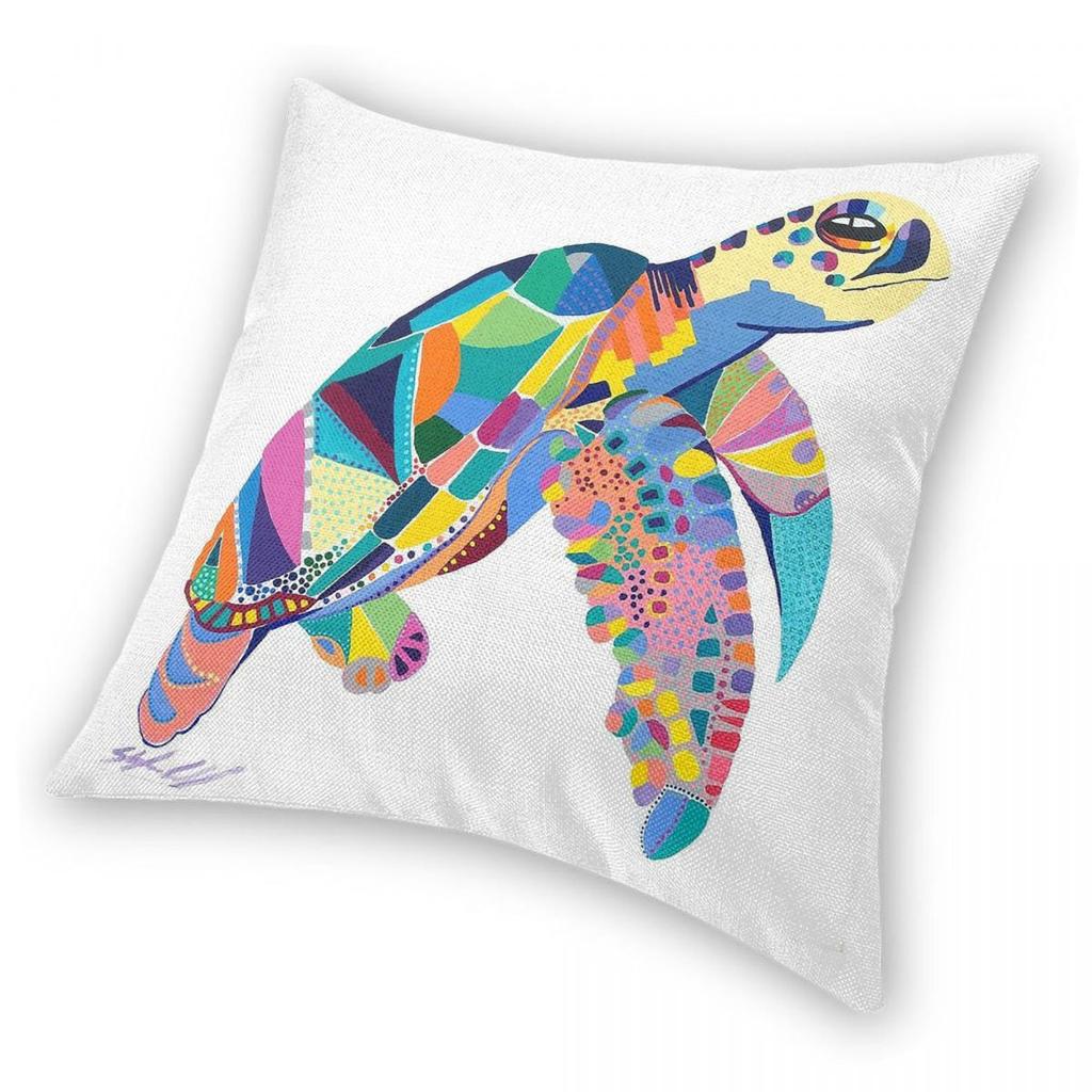 Phychadelic Turtle Square Pillowcase Polyester Linen Velvet Creative Zip Decorative Pillow Case Home Cushion Cover