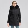 New Women's Cotton-padded Coat Medium and Long Hooded Removable Fur Collar Versatile Fashion Coat