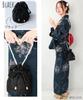 ON NISHIKI Lace Drawstring Bag, Perfect for Yukata, Kimono, Jinbei, and Other Japanese Clothing, with a Round Bottom and Floral Lace Detail, One Handl