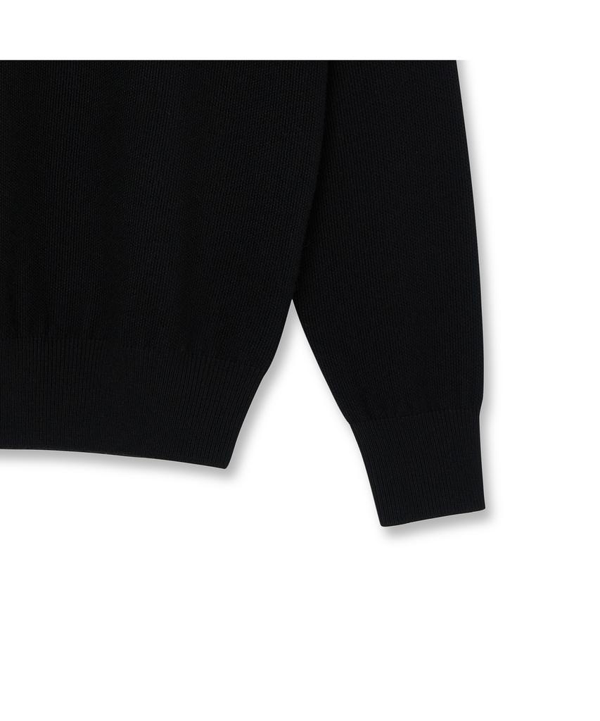 IOLO Wool Textured Crew Neck_Black