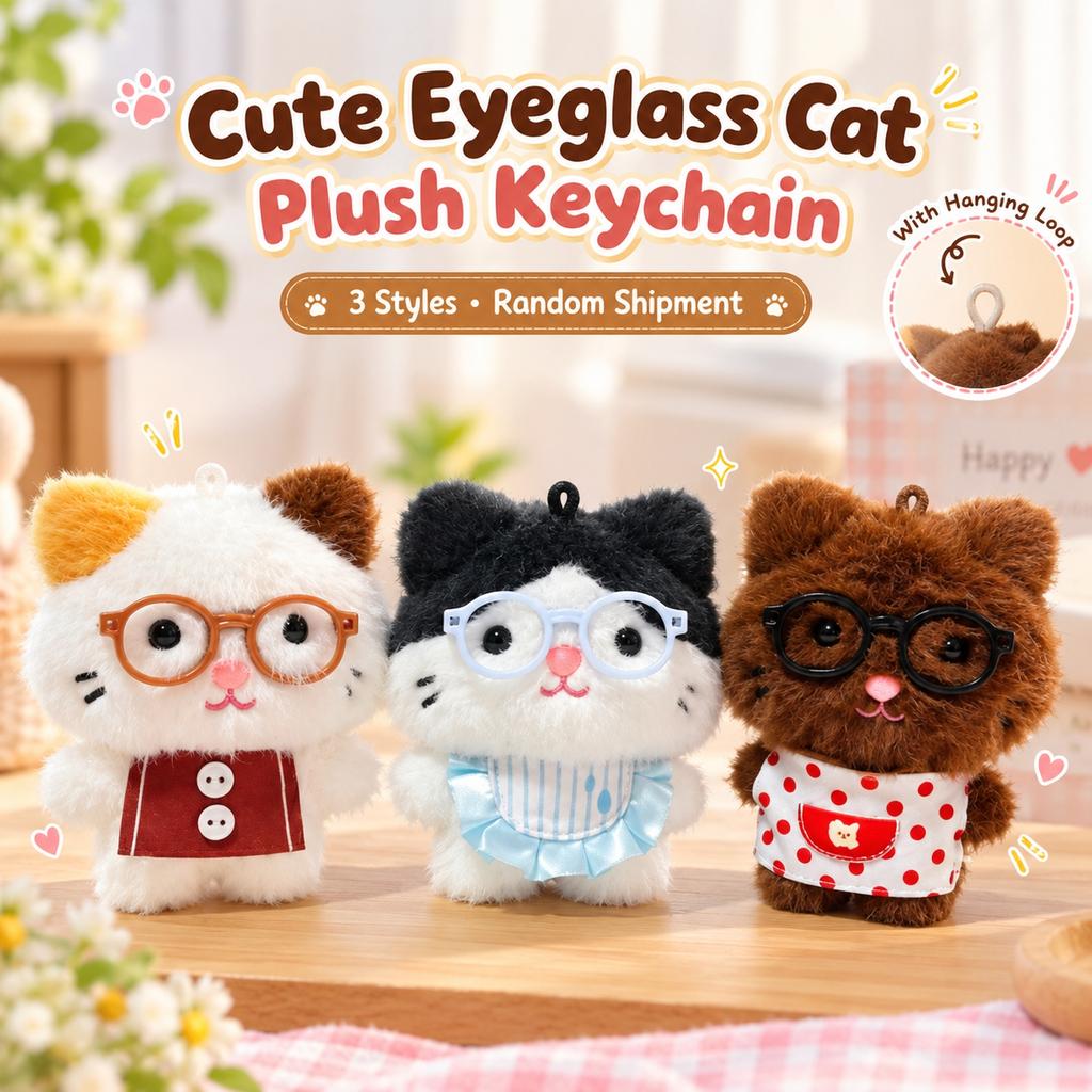 Cute with Glasses Plush Keychain Charm for Bags and Backpacks