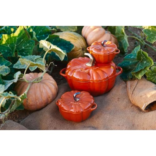 Staub "Pumpkin Cocotte 13cm" Ceramic Heat-Resistant Storage Container, Microwave-Safe [Official Japanese Product] La Cocotte Special Shape 40511-555