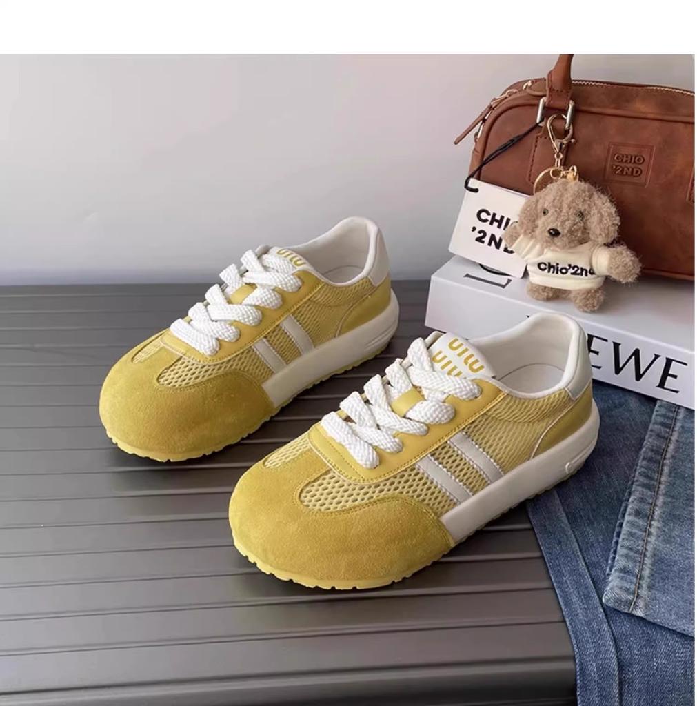 Dexun Shoes Women's 2025 New Autumn Mesh Breathable Thin Versatile Lightweight Thick-soled Sports and Leisure White Shoes