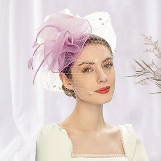 Fascinatorhatt Sheer Mesh Stor blomslöja Retro Elegant Foto Rekvisita Håraccessoar Kvinnor Bröllopscocktail Tea Party Bröllopsmössa Festkläder