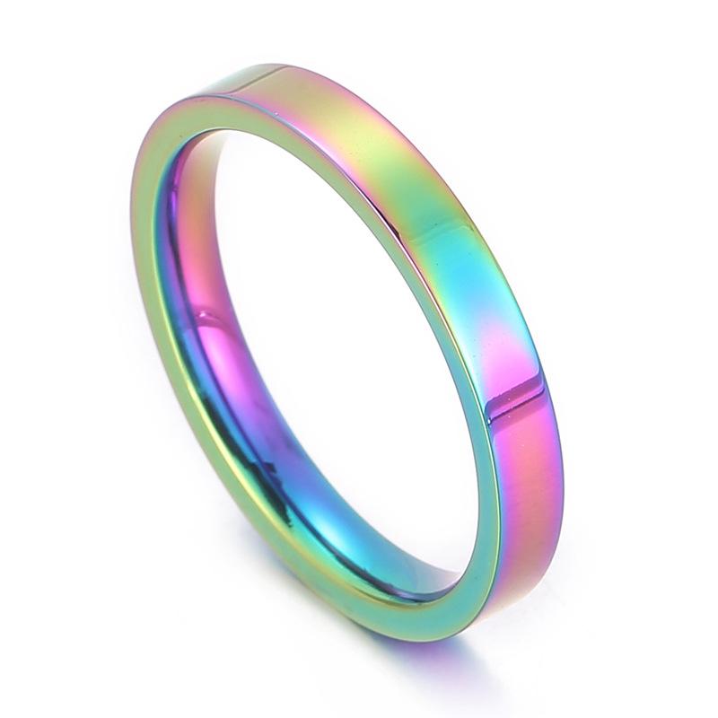 

Разноцветные титановые парные кольца на мизинец - 3 мм, полированный дизайн с круглым арочным профилем Size 7