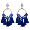 Women's Earring Exaggerated Flowers with Diamonds Tassel Acrylic Earrings Bohemian Temperament Female Earrings
