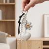 Sunflower PU  Heart Pendant Vintage Bag Hanging Bag Charm Flower Heart Keychain  Gift