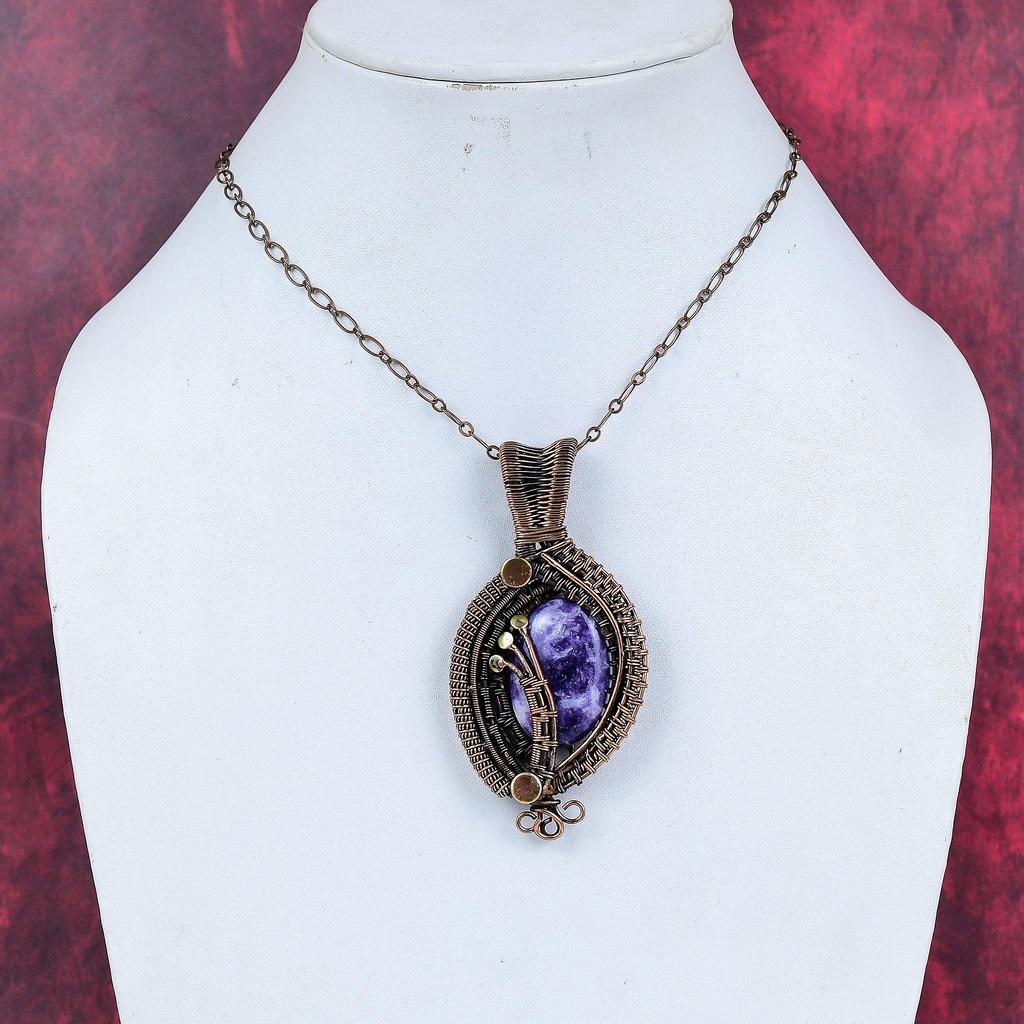 Lepidolite pendant copper wire wrapped pendant handmade copper jewelry gemstone pendant wire wrapped jewelry gifts for mom amazing pendant