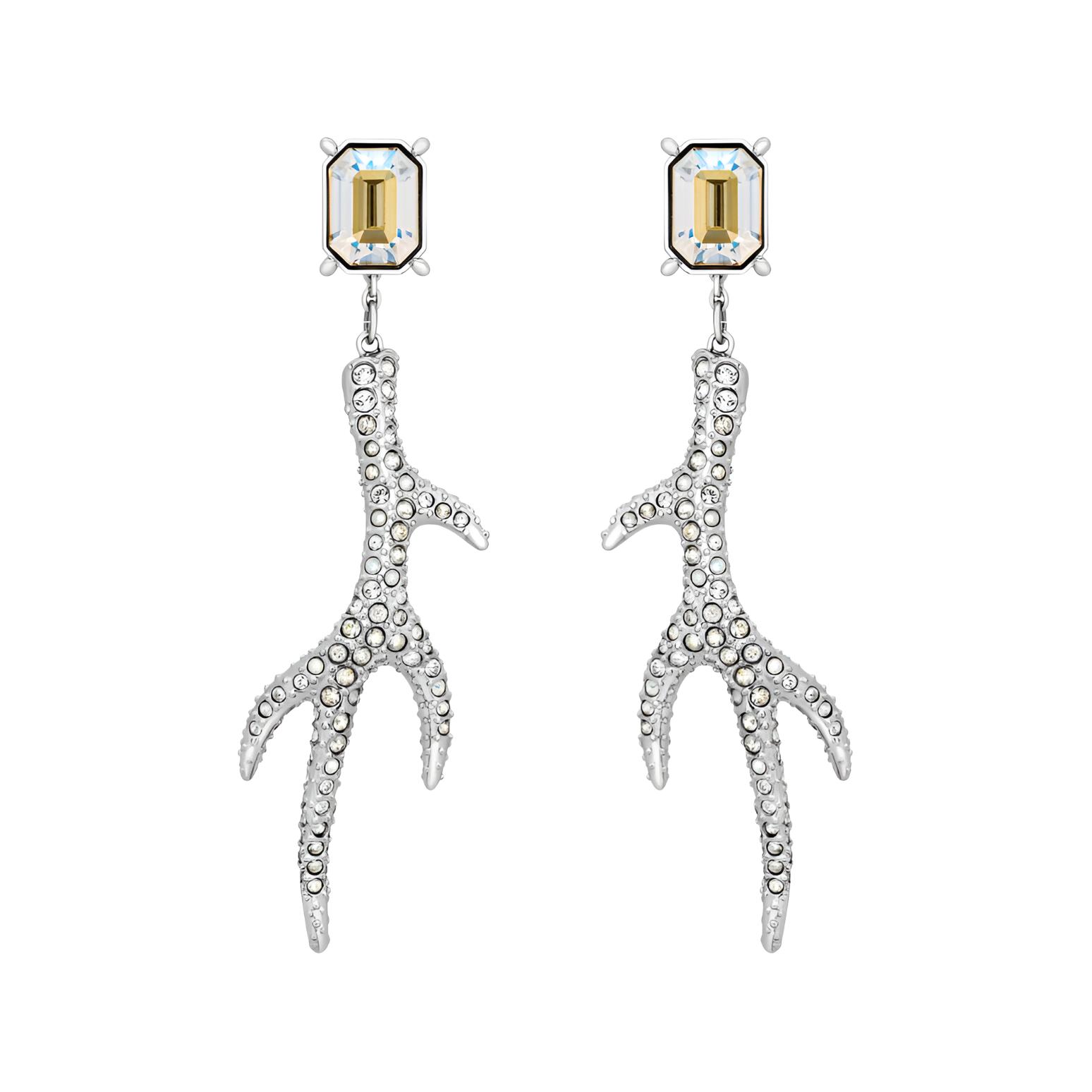 Swarovski Polar Bestiary Antler Rhodium Plated Earrings Women earrings 5497634 Box (Random Color),Silver