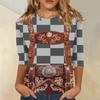 Women Casual Three Quarter Sleeve Oktoberfest Print Round Neck Top Fashion Loose Fit Lightweight Pullover Shirt for Autumn