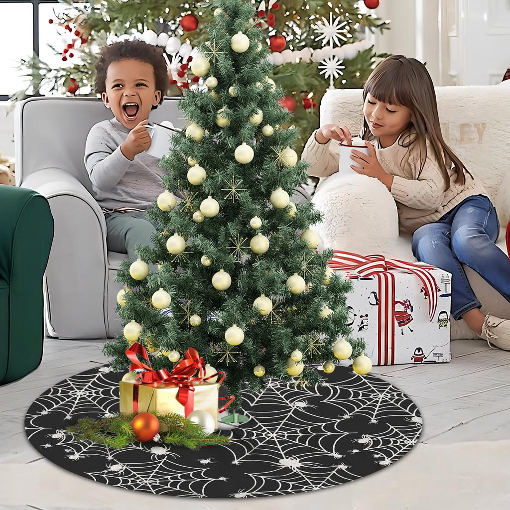 Halloween 36 Inches Tree Skirt With Net,Christmas Tree Mat For Holiday Party Decorations