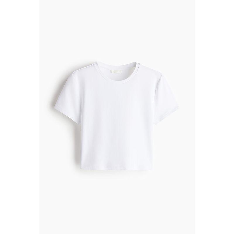 

HM Women s T-shirt 2025 Autumn New Arrival Shoulder Silm Short Sleeve round Neck Minimalist Casual Crew Neck Top 1277836