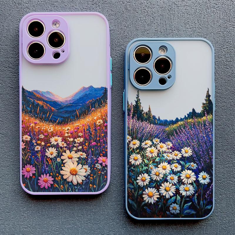 INS Intermountain Daisy Floral Print Phone Case for iPhone 17 16 15 14 Pro Max Plus 13 12 Mini 11 Pro Max XR XS X Back Cover