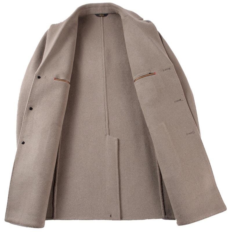 Autumn and Winter Double-sided Cashmere Coat for Men, Mid-length Suit Collar Woolen Coat, Middle-aged Dad Woolen Windbreaker