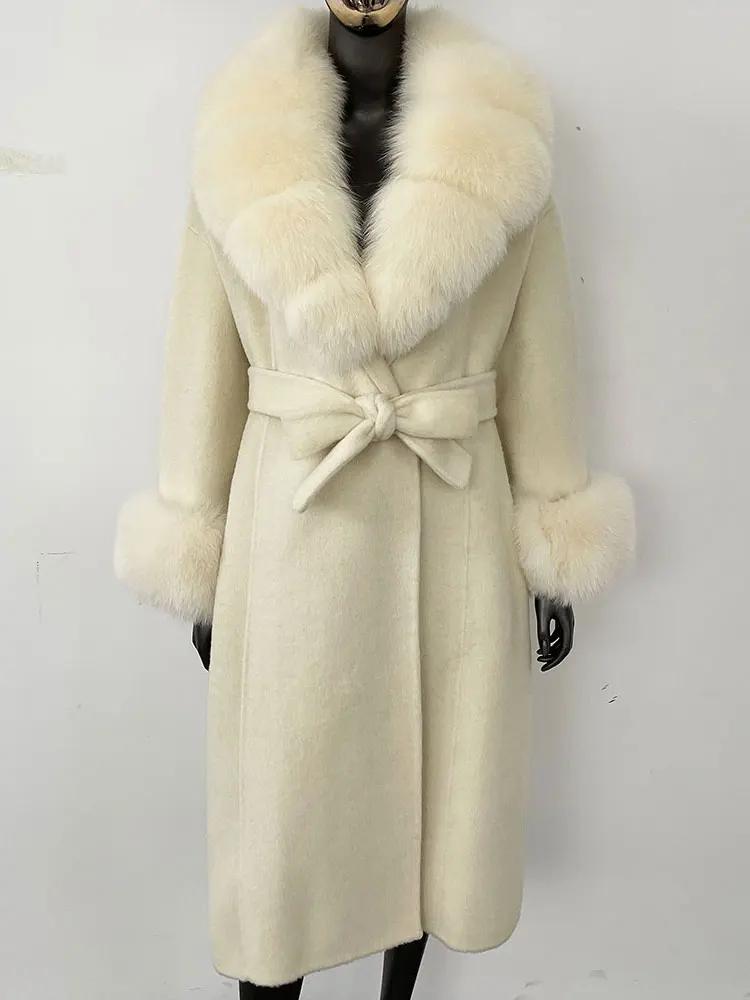 OFTBUY Wool Coat Women 2024 Autumn Winter Real Fox Fur Jacket Female Long Warm Natural Fox Fur Collar Fur Cuffs Coat Woolen Coat