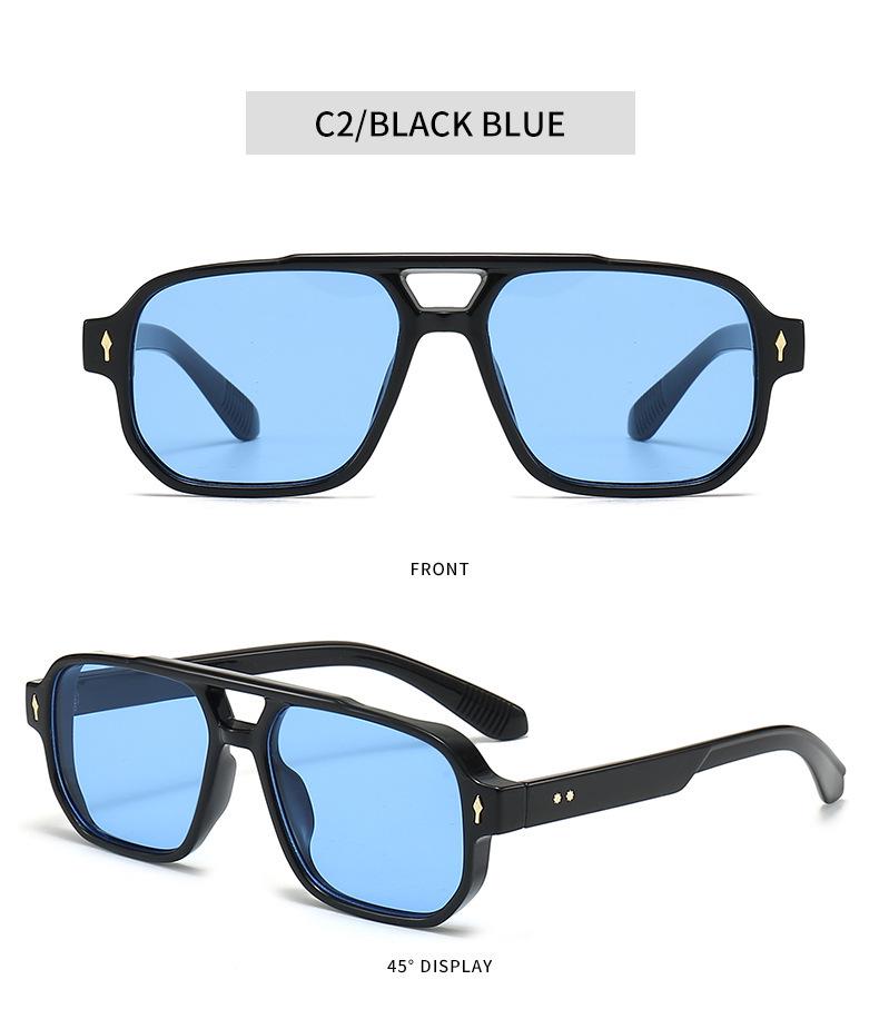 New European and American Retro Double-Beam Men's Square Sunglasses - Fashionable for Driving and Business