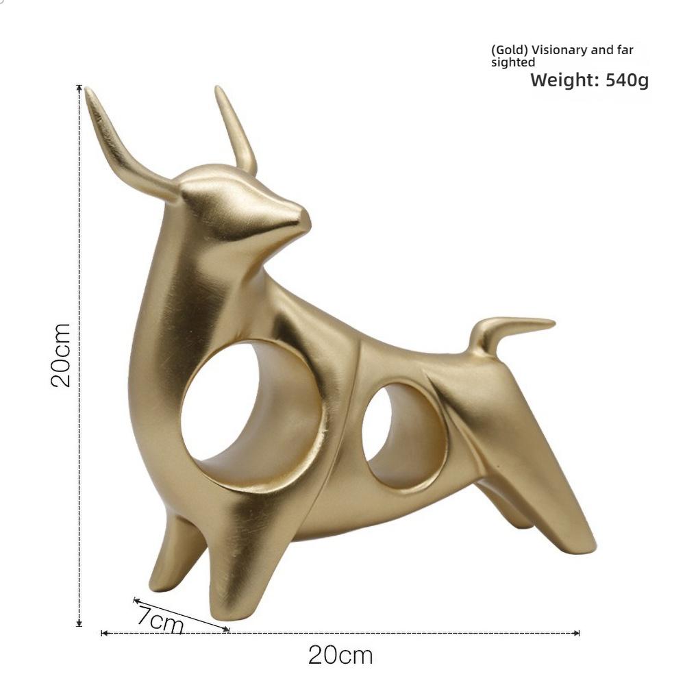 Spanish Bull Resin Sculpture - Gold Metallic Fighting Bull Statue, Handcrafted Matador Decor with Horn Detail, Man Cave Gift