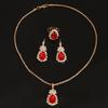 Fashion Women Water Drops Coloured Water Drill Necklace Earrings Ring Set Shining Bride Jewelry