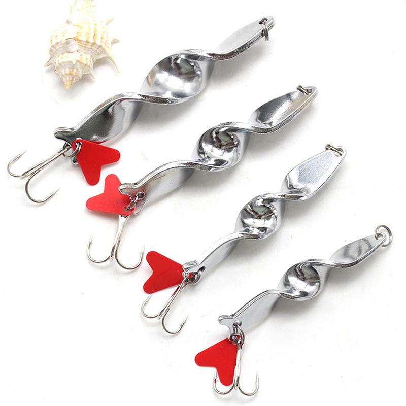 1Pcs Gold Silver 10G 14G 21G 28G Rotating Metal Spinner Spoon Fishing Lure Baits For Trout Pike Pesca Fish Treble Hook Tackle
