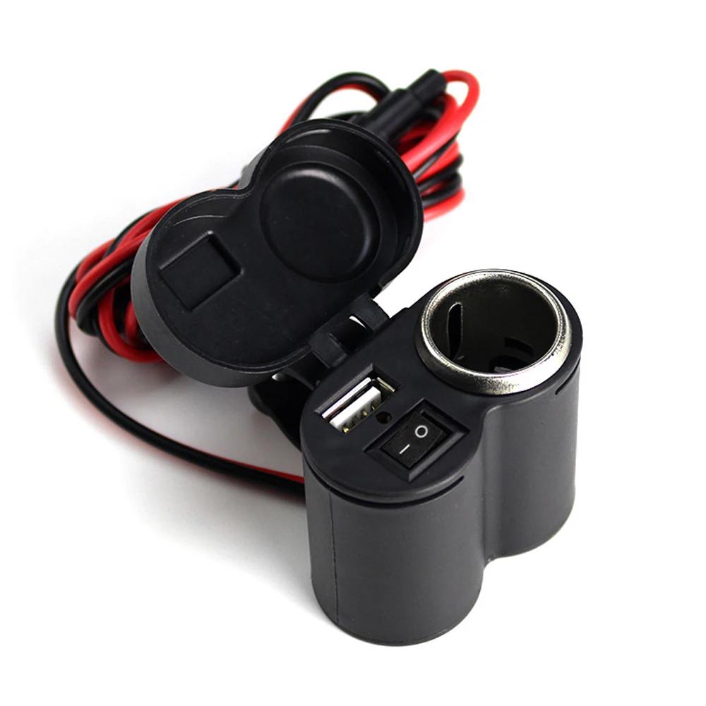 

12-24V Motorcycle Handlebar Phone Charger Socket with USB Power Adapter & Waterproof Cover - Car Charger Adapter For GPS Navigation DVR кедр груди кольору