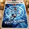 Flannel BlanketLionel Messi Custom Name Text Personalized Soft Warm Throw Blanket Home Decor Gift
