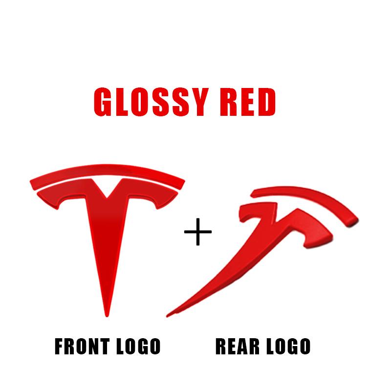 For Tesla Model 3 Model Y Car Logo Badge Car Front Grille Rear Trunk Emblem Head Front Rear Boot Tailgate Sticker Auto Accessory