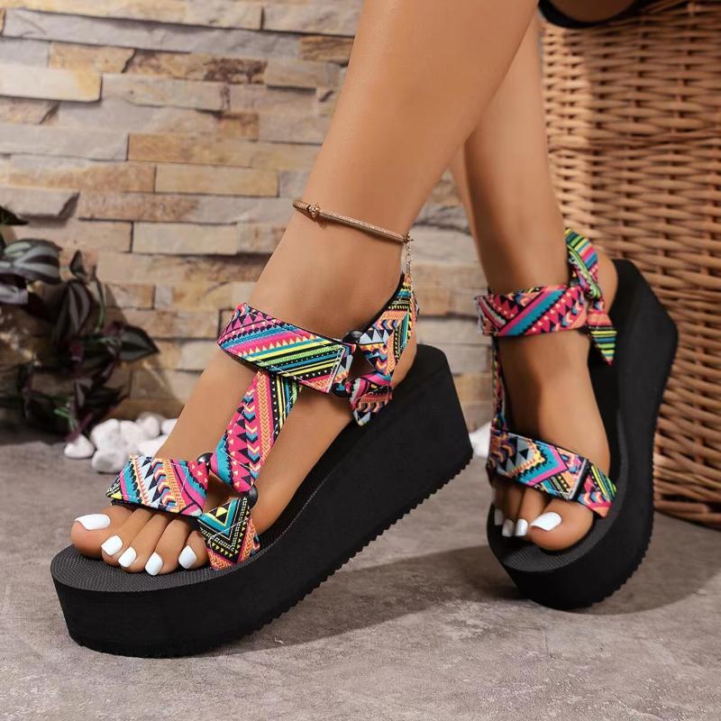 Ladies Summer Thick Soled Shoes Women Comfort Cloth Sandals Beach Set Foot Sandals Exposed Toe Light Casual Slippers