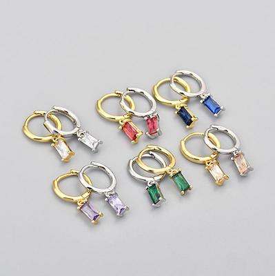 Orecchini pendenti rettangolari colorati di zirconi alla moda per donne - Alla moda e versatili