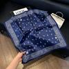 71Cm New Chinese Simulation Silk Square Scarf Soft and Skin-friendly Ink Flower Rhyme Printing Silk Scarf Neck Sunscreen Small Scarf