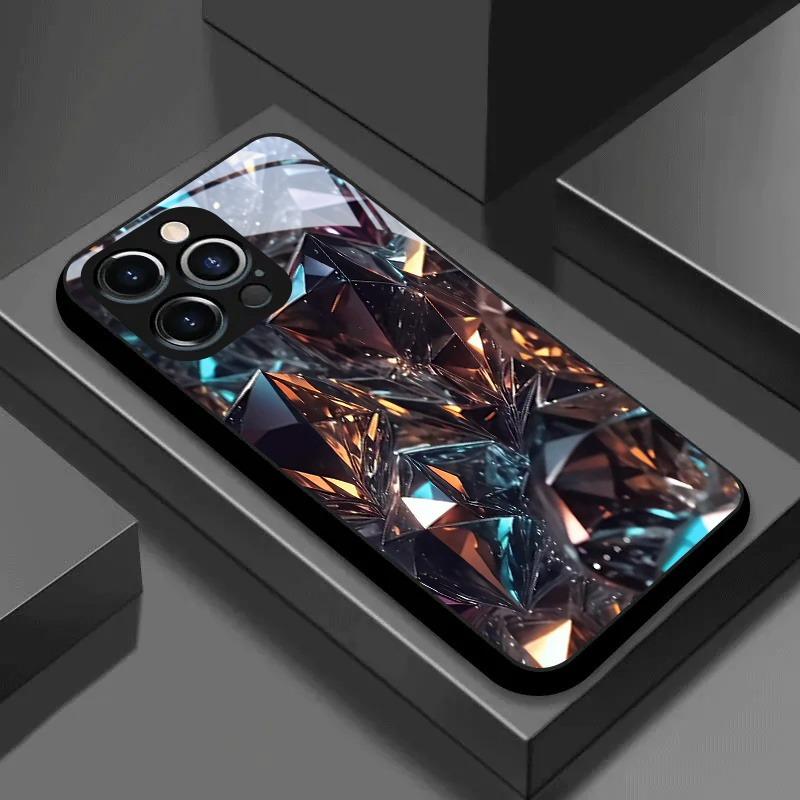 

Стильный чехол из закаленного стекла с узором из кристаллов для iPhone 17 16 15 14 13 12 11 Pro Max 17 Air 7 8 Plus XS X XR iPhone17e