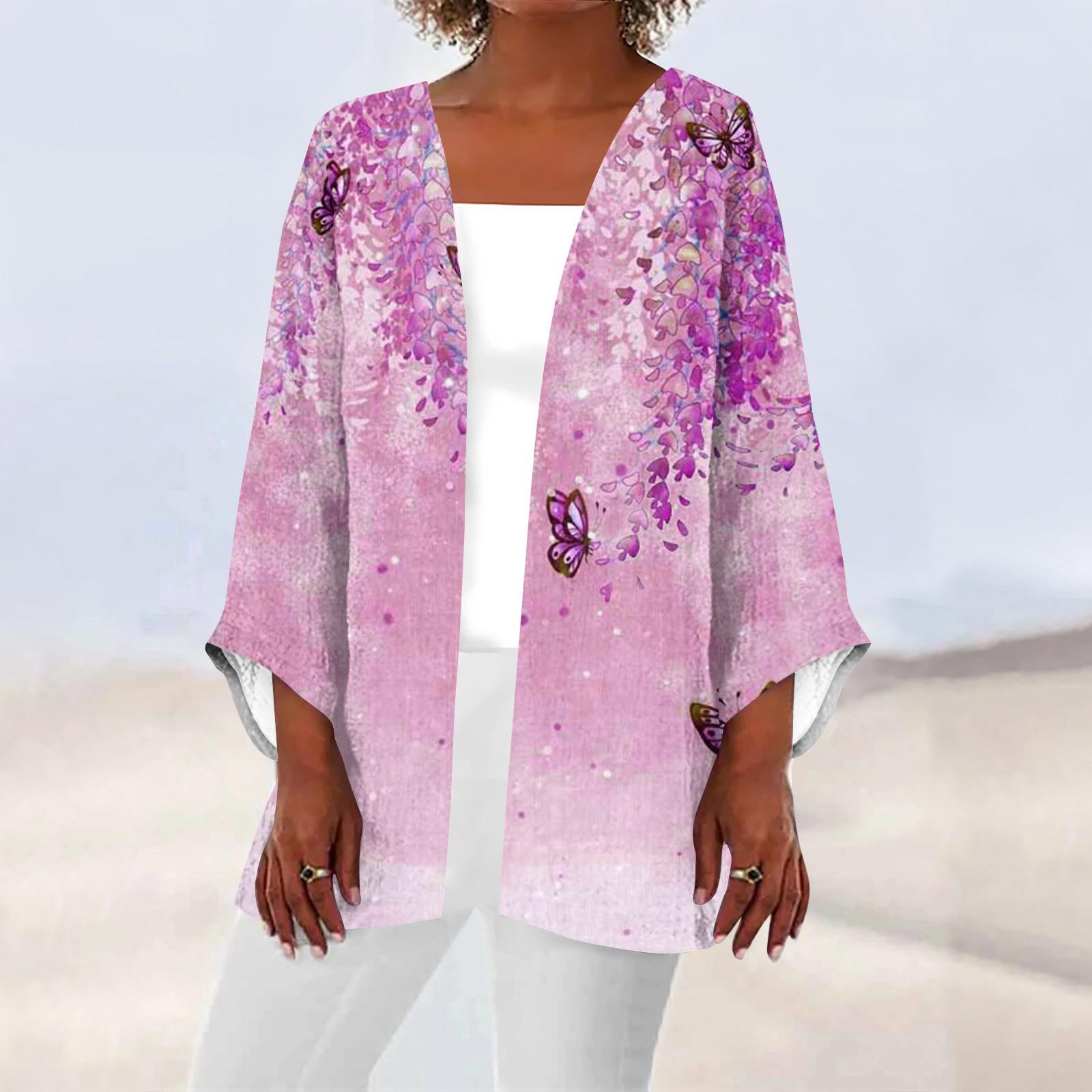 

Женская повседневная модная легкая куртка средней длины с принтом в стиле ретро, ​​кардиган XXXXXL розовый