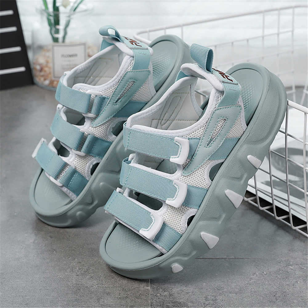 Fashion Navy Blue Bicolor Women's Slippers 43 Sandal For Summer Shoes Large Size Ladies Sneakers Sports Type Loafersy Leading