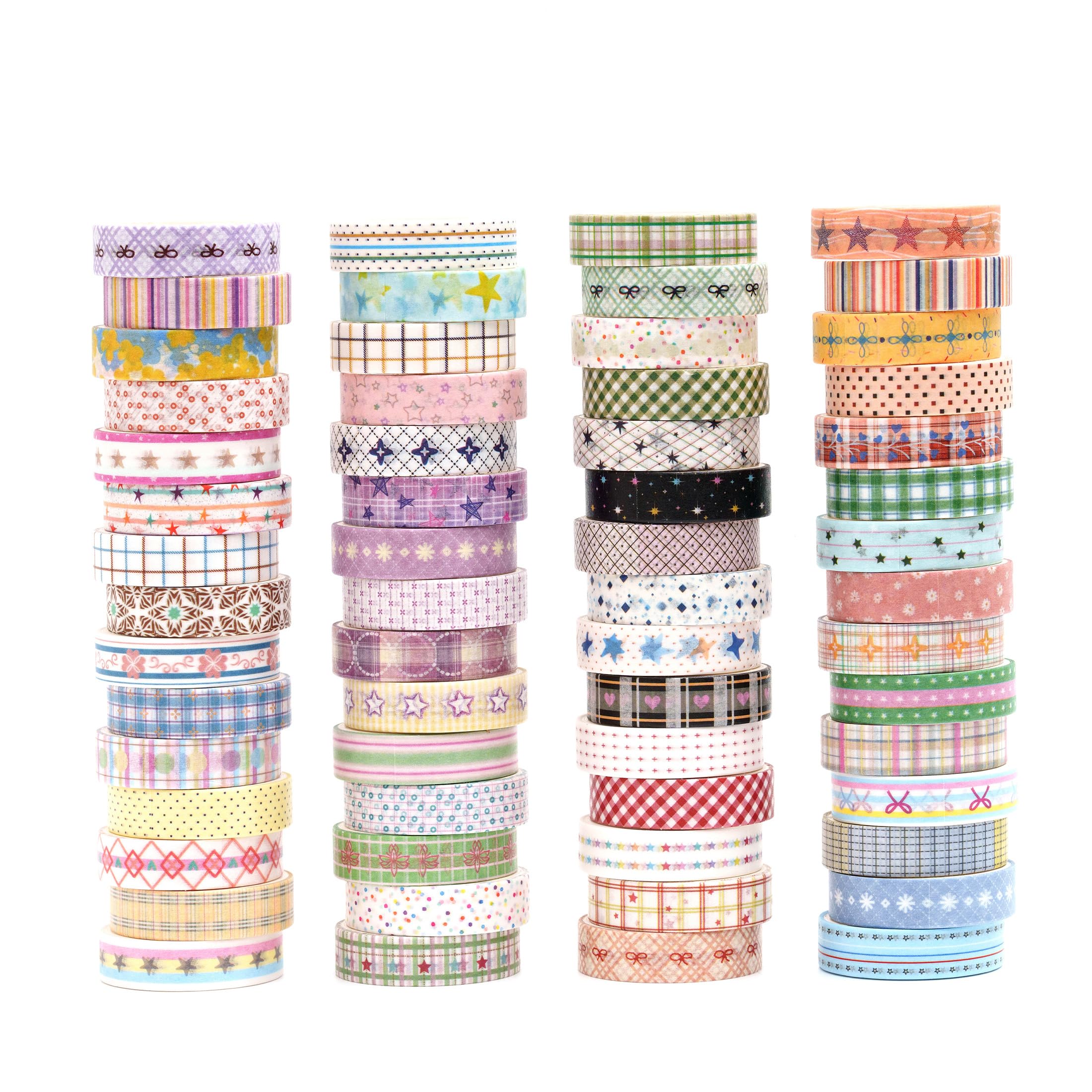 

Songdao Washi Narrow Set A Variety of Basic Patterns Including and Dots Masking Tape Perfect for and Gift Wrapping 10mm x 2m Each Tape, Width, 60-Roll
