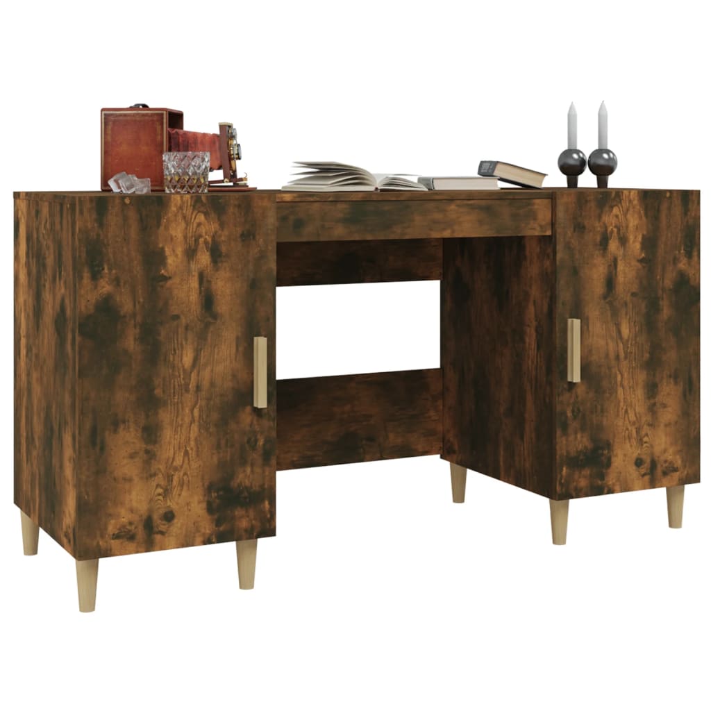 Vidaxl Desk, Smoked Oak, 140X50X75 Cm, Wood-Based Material