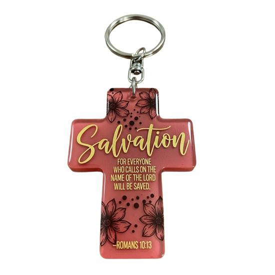 Acrylic Keychain Inspirational Scripture Ten-Shaped Pendant Keyring Religious Christian Faith Gift for Men Women