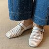 Sheepskin Version~ Woven Holiday Slope Heel Bag Head Cool Slippers Women Wear One-pedal Belt Buckle Shoes