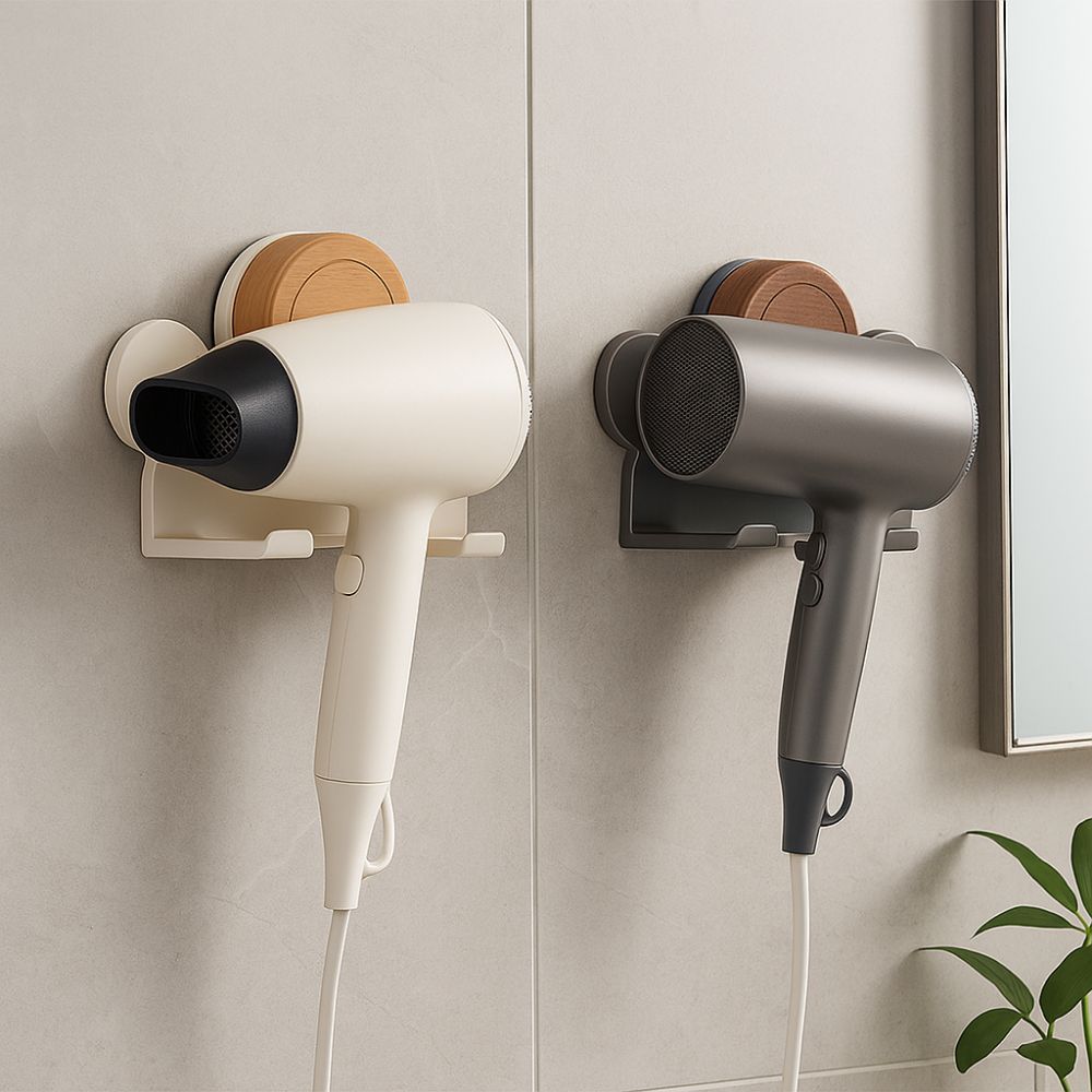 Wall Mounted Suction Cup Hair Dryer Holder Punch Free Blower Holder Hair Dryer Rack  Bathroom
