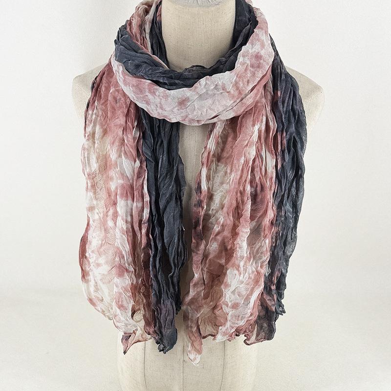 Women's Scarf Dyed and Pleated Scarf Neck Protection Warm and Windproof Versatile Accessory Scarf