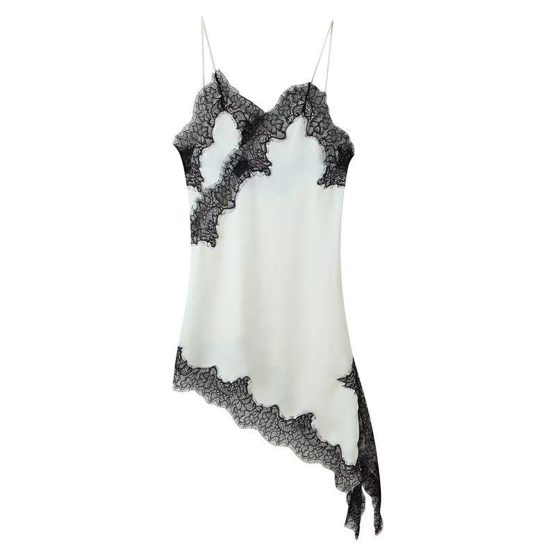 Za Autumn New Women's Clothing Zr European and American Style Fashion Lace Patchwork Asymmetric Strap Dress 5919200