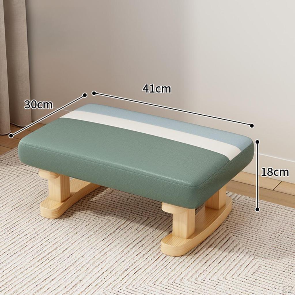 Foot Rest with Wooden Legs Padded Footstool Bench Rectangle Short Step Stool Small Low Ottoman for