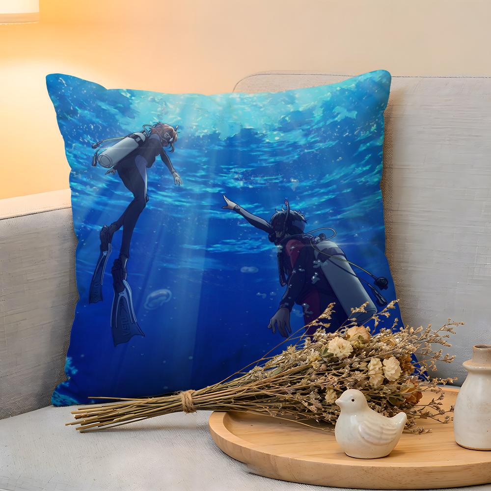 Cushion Cover Linen SkinFriendly Soft Decorative Case for Sofa Home Decor Anime GGrand Blue Dreaming Pillow cover