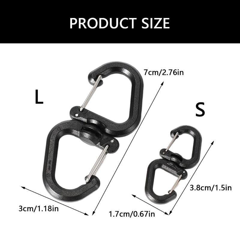 S Shape Carabiner with Lock, 360 Degree Rotation Keychain Carabiner Multifunctional Key Chain Keychain Belt Key Holder