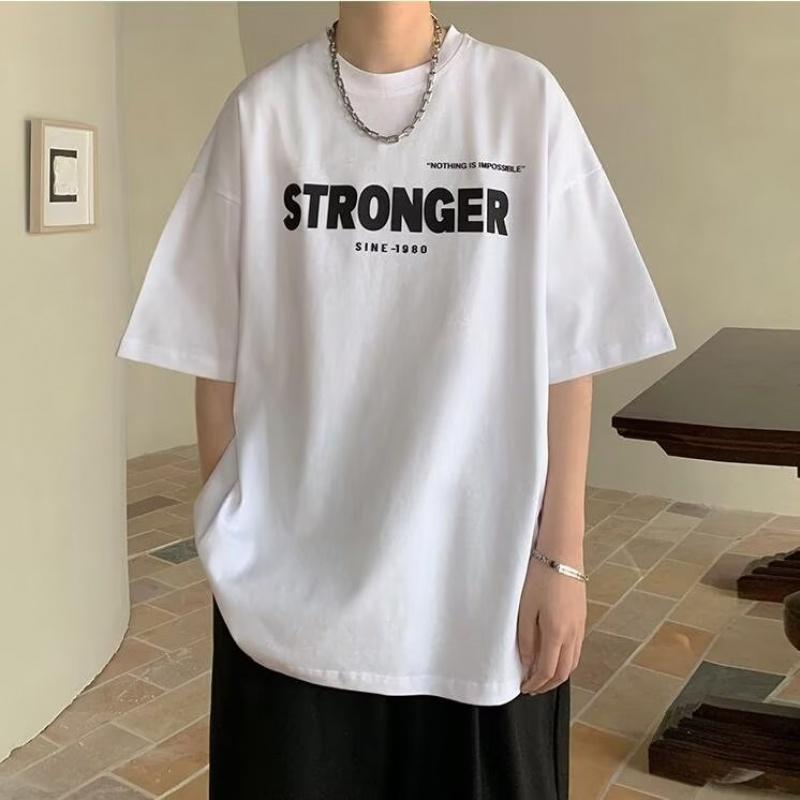 Men T-Shirts Letter Graphic Print Fashion Brand Tees for Men Oversize Tshirts Men Clothing Casual Tee Man Summer Korean Retro