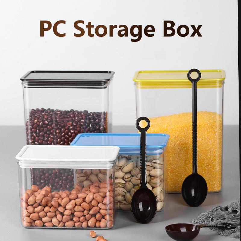 Airtight Food Storage Coffee Powder Container Witith Spoon For Milk Tea Shop Transparent Kitchen Organizer Spice Soybean Storage