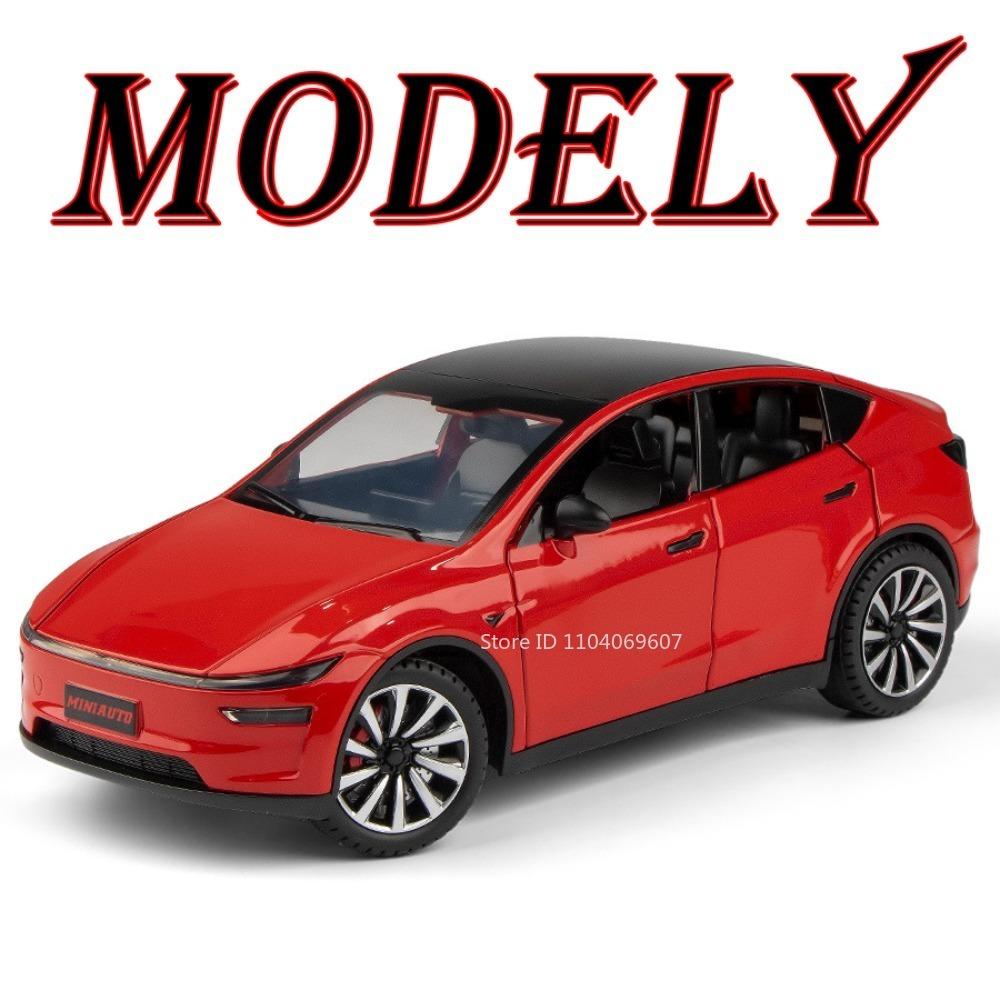 1:24 Model Y Robotaxi Miniature Model Toy Cars Alloy Diecast Front Wheel Steering Shock Absorption Doors Opened Ornament Vehicle