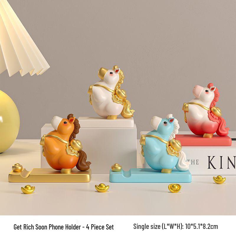 2026 Year of the Horse Zodiac Ornament - Desktop Phone Holder for Prosperity Blue Horse