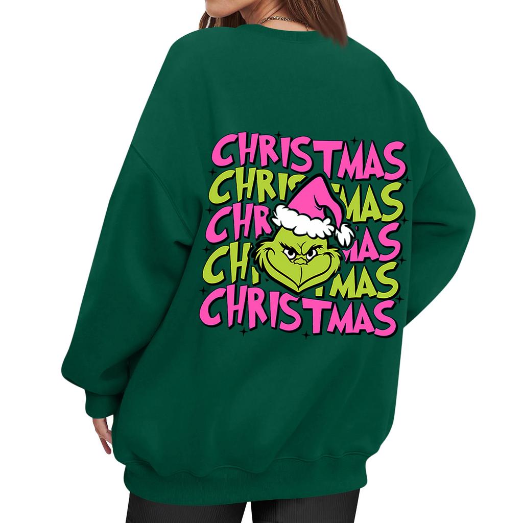 Women's Casual Fashion Long Sleeve Christmas Printed Round Neck Sweatshirt Top