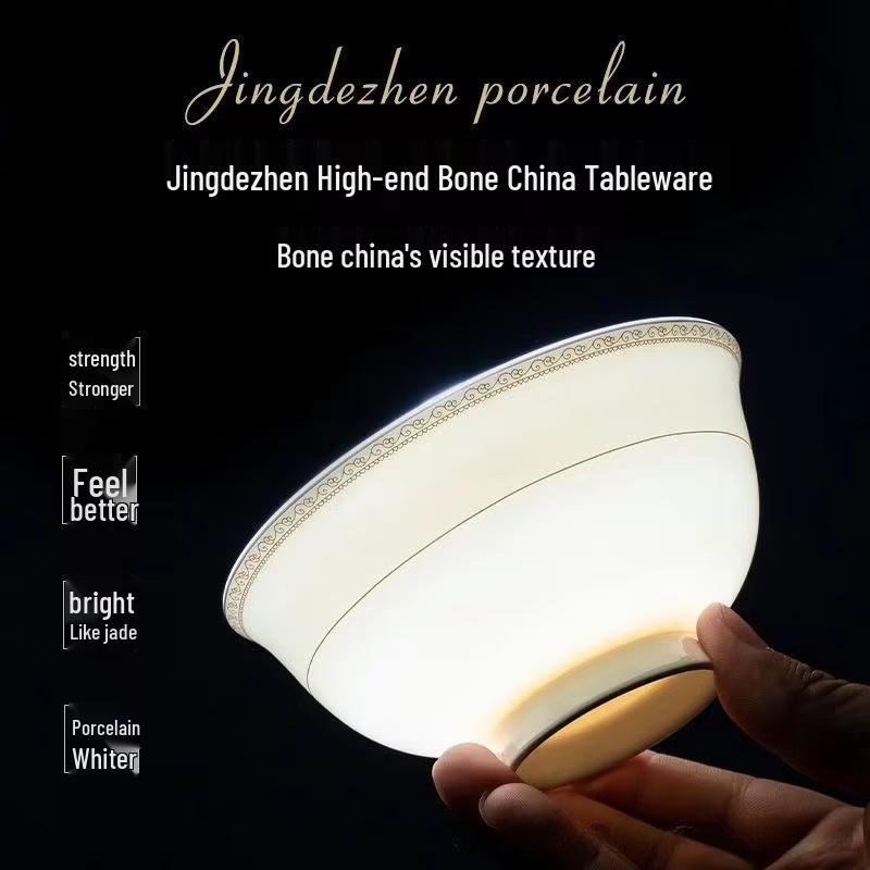 Jingdezhen High-Grade Bone China Square Deep Dining Plate